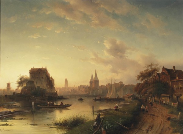 Panoramic landscape by Charles Henri Joseph Leickert